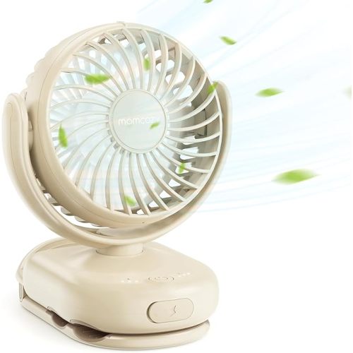 Momcozy Portable Stroller Fan with Clip | Rechargeable Rotate for Diaper Backpack/Table/Chair