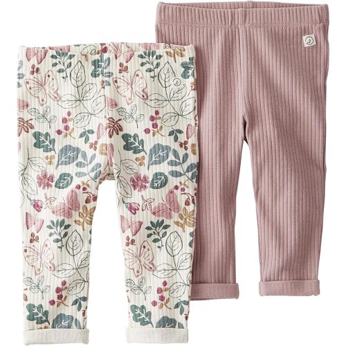 little planet by carter's Baby 2-Pack GOTS Certified Organic Cotton Pants - 3 Months - Butterflies Pink