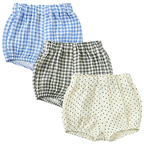 3PC Shorts Set Newborn Baby Girls Boys Pants Cotton Linen Blend Cute Floral Bloomers Triangle Shorts