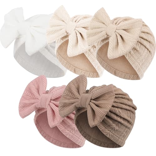 AQOKKA Newborn Baby Girl Hats with Bow Toddler Infant Beanie Cap Newborn Hospital Hats for Baby Girl Kid 3-12 Months