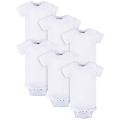 Gerber Gender Neutral White Short Sleeve Bodysuits, 6-Pack, Sizes Preemie - 24 Months