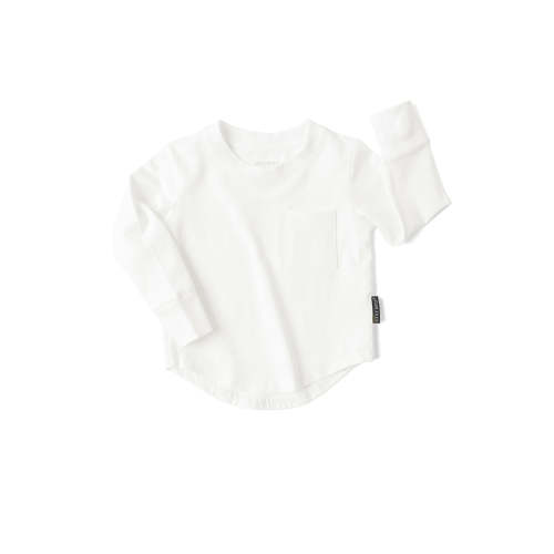 Long Sleeve Pocket Tee - White