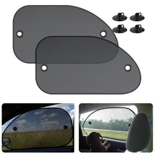 2Pcs Universal Size 25.59X14.96 Inch Car Sun Shade for Side Window with Suction Cups Baby Kids and Pets