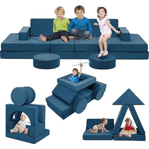 22Pcs Modular Kids Play Couch - Kids Couch for Playroom Bedroom Living Rooms Toddler Sofa for Inspiring Child Creativity,Children Convertible Foam Sofa