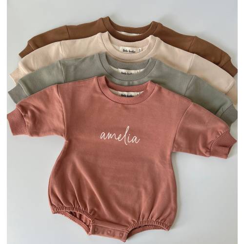 Oversized Sweatshirt Bodysuit with Name | Bubble Sweatshirt Romper | Bubble Sweater Bodysuit with Name