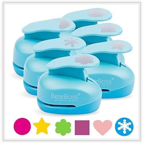 6 Craft Hole Punch Shapes 1 Inch Paper Punches for Crafting Handmade Scrapbooking Punches Mix Shapes Designs for Kindergarten Teacher Office Supplies Kids by BearBoss