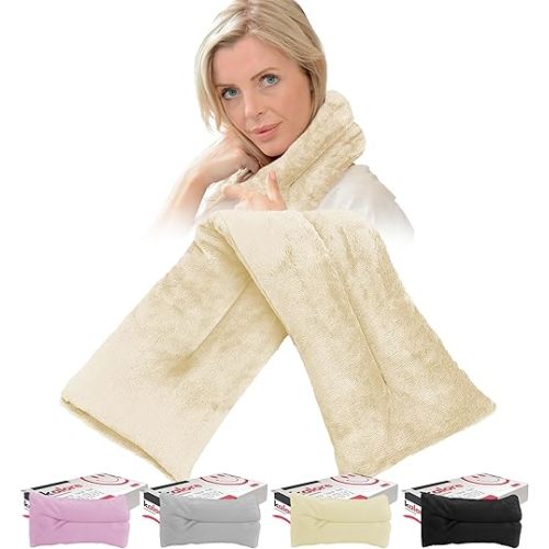 Microwavable Heating Pads for Winter, Back, Stomach & Head Comfort – Kalore Neck Wrap with Velboa Faux Fur Cover – Even Heat Distribution Hot Compress Bag – Wheat Heat Pad – Lavender Scent – Cream