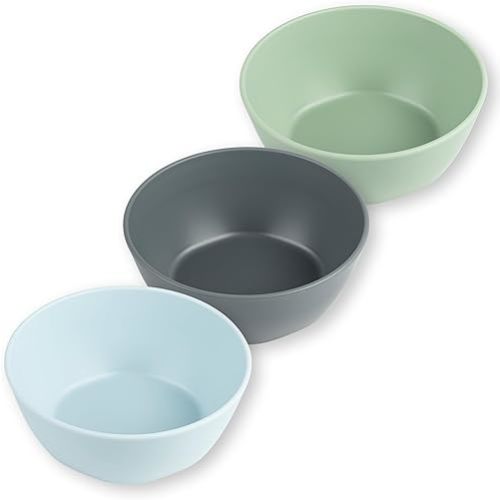Tiny Twinkle Tableware 3 Pack Dish Set- BPA-Free Cups, Plates and Bowls Sets For Kids and Toddlers - Polypropylene Plastic Dinnerware Set (Sage, Charcoal, IceBlue) Round Bowl