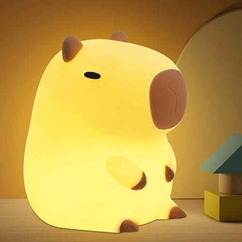 Capybara Night Light, Capybara Lamp, Capybara Gifts for Girl, Decor Cute Lamp for Nursery, ABS+SIL, Touch Control, Timmer Funtion, Portable and Rechargeable Dimmable, Birthday Gifts for Boys Girls