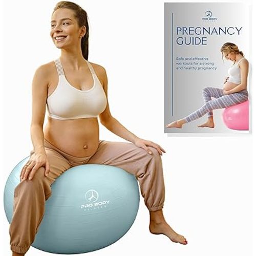ProBody Pilates Pregnancy Ball - Yoga Ball for Pregnancy with Book, Prenatal, Labor & Postnatal Maternity Exercise
