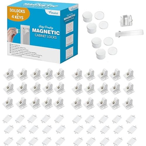Vmaisi Baby Proofing Magnetic Cabinet Locks (30 Locks and 4 Keys)