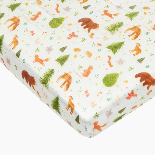 Loulou Lollipop Cotton & Bamboo Fitted Crib Sheet - Forest Friends