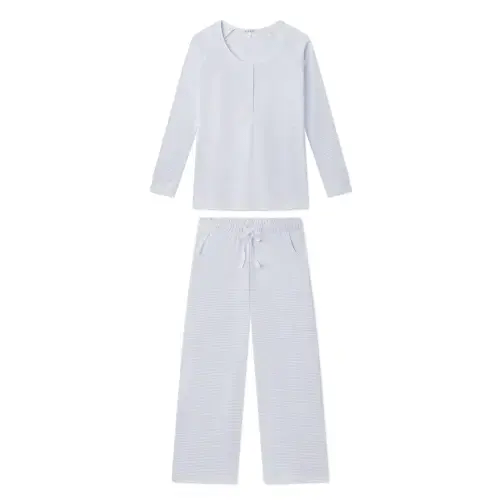 LAKE | Women | Pima Cotton Pajamas | French Blue Maternity Wide Leg Pajama Set