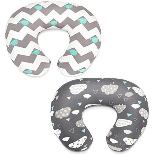 Stretchy Nursing Pillow Covers-2 Pack Nursing Pillow Slipcovers for Breastfeeding Moms,Ultra Soft Snug Fits On Infant Nursing Pillow,Clouds Whales