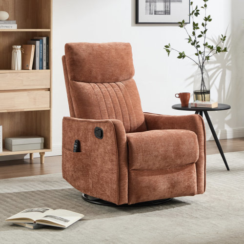 Ebern Designs 26.37" W Manual Swivel Rocker Recliner, Swivel Chair with Heated Massage | Wayfair