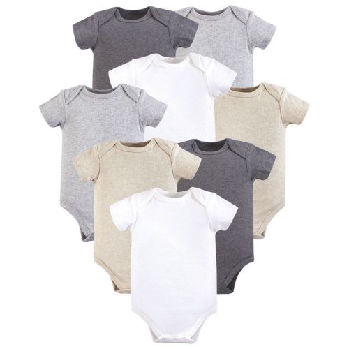 Hudson Baby Cotton Bodysuits 8pk, Heather Gray, 0-3 Months