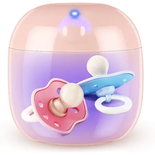 Portable Pacifier Sterilizer, Mini UV Light Sterilizer, 99.99% Sterilization in 3 Mins, USB Rechargeable, Mini UV-C Sanitizer Box for Baby Pacifier, Bottle Nipples, Teethers, Headphones, Keys (Pink)