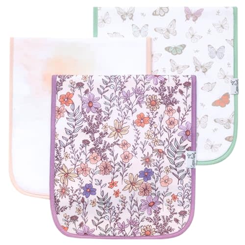 Copper Pearl Baby Burp Cloth Large 21''x10'' Size Premium Absorbent Triple Layer 3-Pack Gift Set Flora