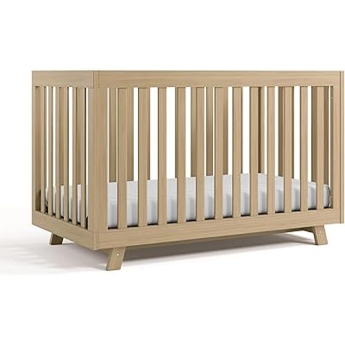 Storkcraft Beckett 3-in-1 Convertible Crib (Driftwood) – GREENGUARD Gold Certified, Fits Standard Crib Mattress, Converts to Toddler Bed and Daybed, 4 Mattress Heights, Grow-with-Me Design