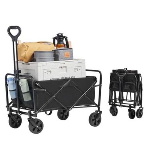 Collapsible Folding Wagon with 5" All-Terrain Wheels, 2 cu.ft Capacity, 220 lbs Load, 12.57 lbs