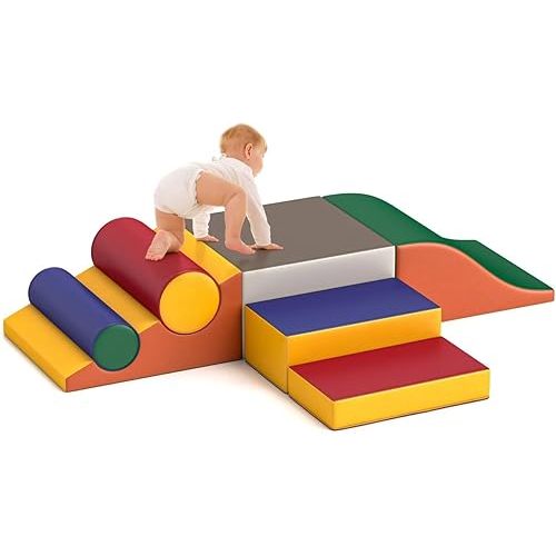 Climbing Blocks for Toddlers 1-3, 7 Pcs Kids Soft Play Set, Toddler Soft Couch Climber Gymnastics Equipment for Crawling and Sliding at Home, Preschool
