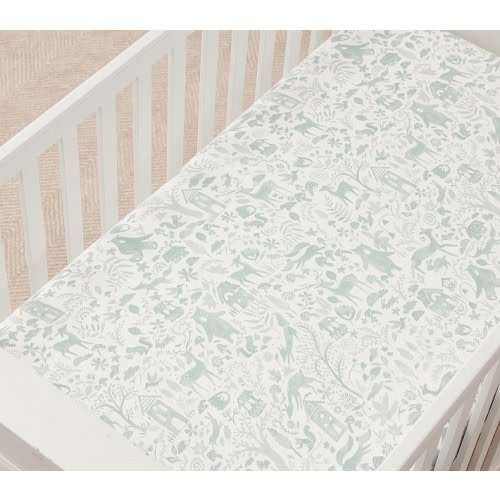 Woodland Flannel Organic Crib Fitted Sheet | Pottery Barn Kids