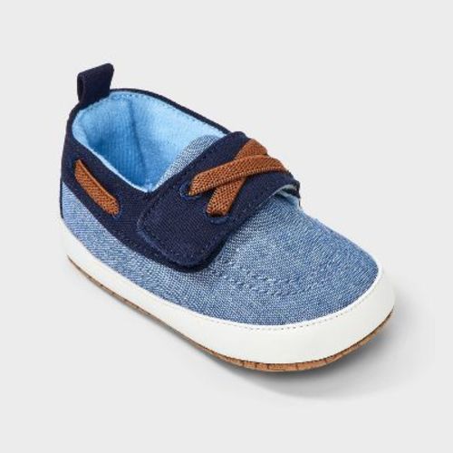 Baby Boys' Chambray Boat Shoes - Cat & Jack™ Blue 0-3M: Infant Sneakers, Pull-On, Non-Marking Sole, Soft Outsole, Closed Round Toe