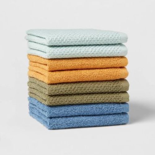8pc 12"x12" Kids' Washcloth Set Teal - Pillowfort™: Midweight Cotton Terry, Machine Washable, OEKO-TEX Certified