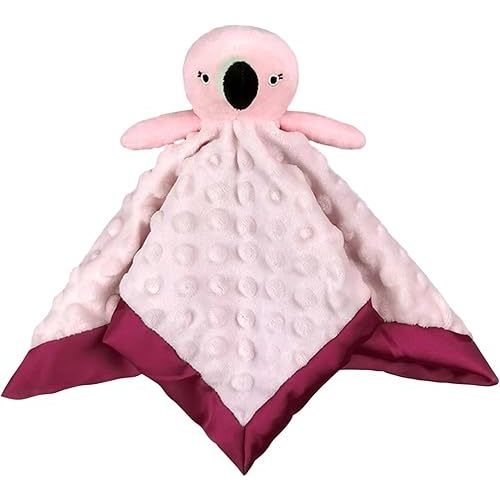 Baby Pink Flamingo Soft Stuffed Animal Security Blanket, Plush Flamingo Character Lovey Blanket, Baby Shower/Nursery Gift, Newborn Infant Toddler Snuggle Blankie for Boys Girls, 13 Inches