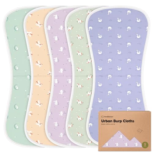Organic Burp Cloths Baby Boy & Girl - 5-Pack Super Absorbent Cotton Burping Cloths for Babies, Soft & Plush Newborn Spit Up Rags, Infant Towels for Milk Spit Up, Unisex, Large 21" x 10" (Lunaris)
