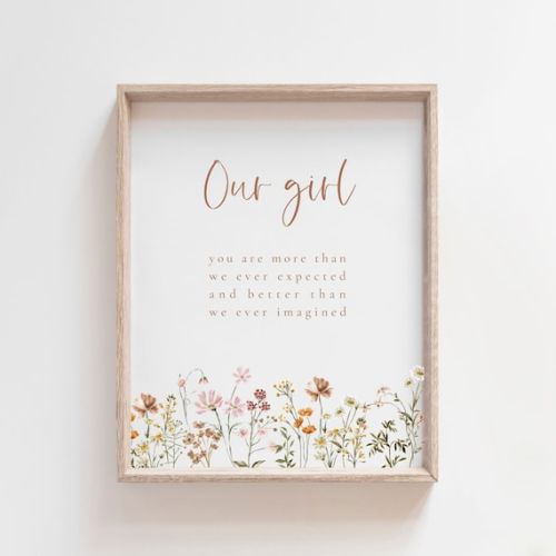 Nursery Wall Art | Girl Nursery Decor Flower Print | Baby Room Wall Decor Boho Style | Baby Shower Gift Idea | Our Girl Print | Wall Decor - Etsy