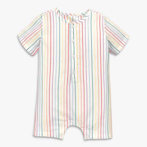 Baby henley picnic shortie in rainbow pinstripe | Primary.com