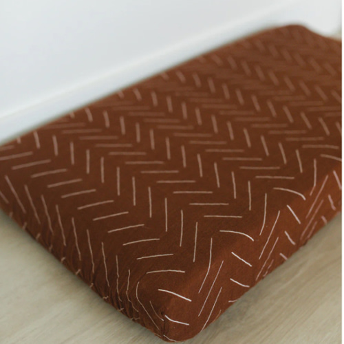 Rust Mudcloth Muslin Changing Pad Cover