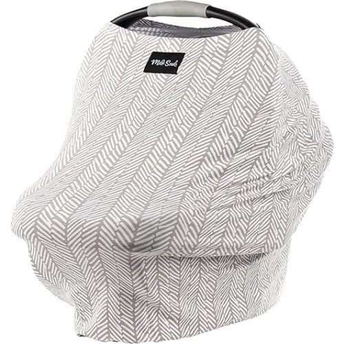 Milk Snob Original 5-in-1 Cover - Added Privacy for Breastfeeding, Baby Car Seat, Carrier, Stroller, High Chair, Shopping Cart, Lounger Canopy - Newborn Essentials, Nursing Top, Herringbone