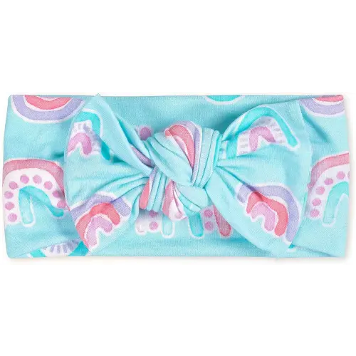 Gerber Baby Girls Buttery Soft Headband with Bow with Viscose Made from Eucalyptus, Rainbow, One Size