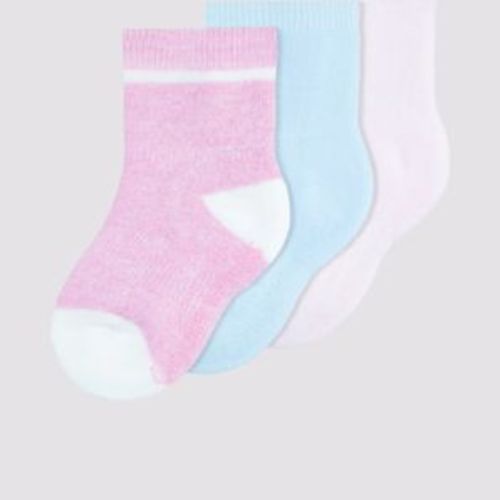 Baby Cotton Blend Turn Over Rib Cuff Socks 3 Pack - Underworks - Pinks/White | Target Australia