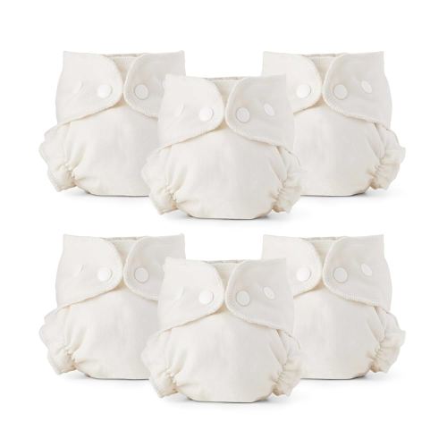 Esembly Cloth Diaper Inner, Trim-Fitting, Certified Organic Cotton, Reusable and Absorbent Leak-Proof Diapers with Snap Closure for Eco-Friendly Diapering, 6-Pack Size 2 (18-35lbs)