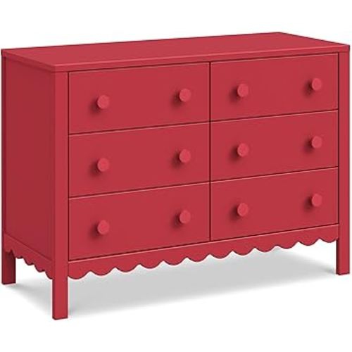 Davinci Sammy Scallop 6-Drawer Dresser in Strawberry Red