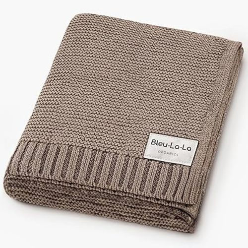 100% Organic Cotton Heritage Knit Textured Baby Blanket - Signature Heritage Knit, Soft Breathable Newborn Baby Blanket (Heritage - Mocha)