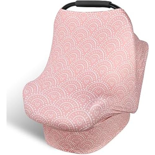 Rquite Car Seat Cover Baby, Carseat Cover for Boy Girl, Stretchy Infant Car Seat Cover, Breathable Car Seat Canopy, Nursing Cover for Breastfeeding, Multi-use Baby Carseat, Carrier, Stroller Covers