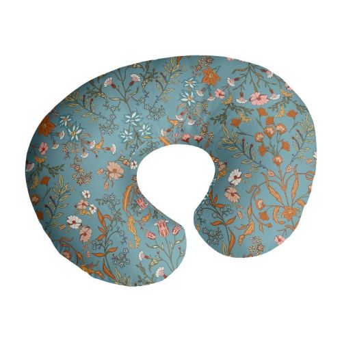 Sweet Jojo Designs Girl Support Nursing Pillow Cover (Pillow Not Included) Boho Floral Wildflower Blue Orange and Pink