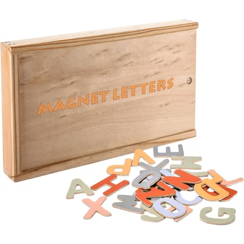 Alphabet Magnets for Fridge - Letter Magnets for Toddlers 1-3 - Large Magnetic Kids Toys to Stick on Refrigerator and Other Metallic Surface - Big and Colorful Letter Wood Magnet for Baby