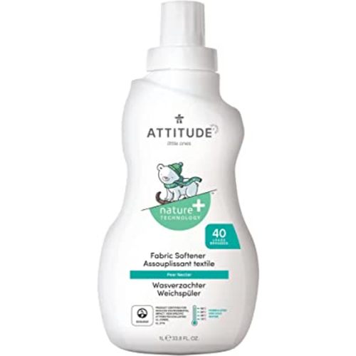 ATTITUDE Baby Fabric Softener, Plant and Mineral-Based Ingredients, HE Compatible, Vegan and Cruelty-free Laundry and Household Products, Pear Nectar, 40 Loads, 33.8 Fl Oz