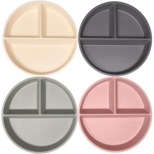 WeeSprout Divided Bamboo Plates for Kids, Made with Food Grade Natural Bamboo, Set of 4