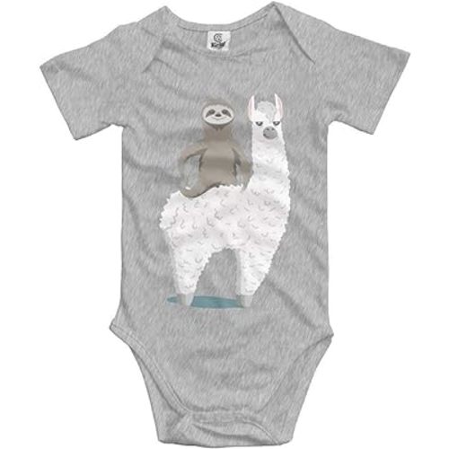 Sloth Riding Llama Cute Baby Bodysuit Cozy Short Sleeve Onesie Romper Unisex Gray, 0-6 Months