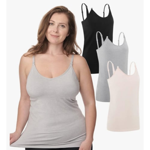 Under Control Nursing Cami Tank Tops for Breastfeeding Women Nursing Tops Maternity Shirts, Camisoles with Built in Bra 3Pack