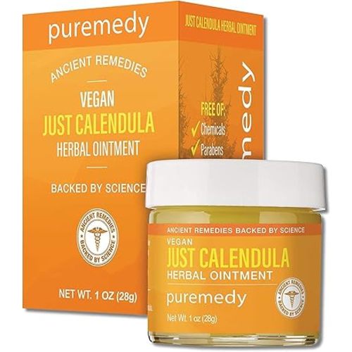 Puremedy Just Calendula Herbal Salve for Dry Skin & Irritations - Natural Organic Remedy, Multi-Purpose Nourishing Ointment for Dryness, Cuts - 1 oz