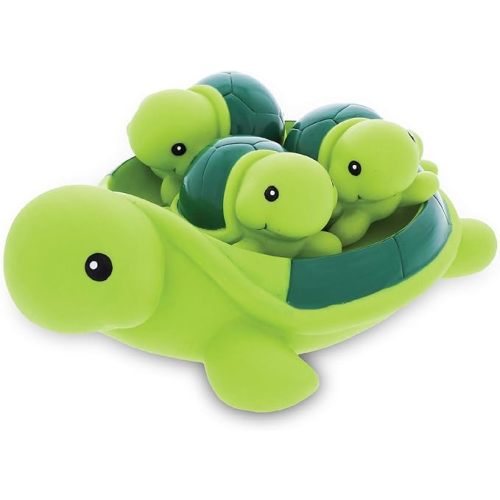 Dollibu Green Sea Turtle Family Animal Bath Squirters 4 Piece Bath Toy Set, Kids Bath Toys for Bathtime & Water Fun, Girls & Boys Floating Cute Animal Rubber Squirt Toys, Pool Toys for Kids