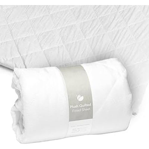 Guava Lotus Travel Crib Sheet | Plush Quilted Fitted Sheet with Manufacturer-Approved Fit | Soft and Breathable Crib Sheet for Your Baby's Comfort | Unisex Sheet for Infants and Toddlers