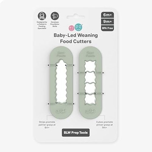 ezpz Baby-Led Weaning Food Cutters (2 pack in Sage) - 6 / 9 Months + - Food Prep for Infants
